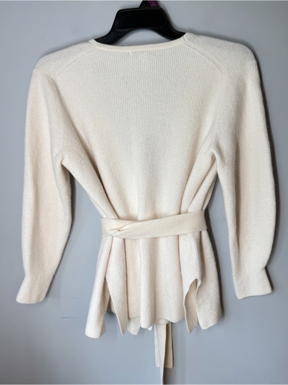Merino Wool and Cashmere wrap sweater cream - Picture 3 of 11